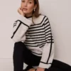 Petite Weekend Collection Striped Mock Neck Sweater Pale Sand Heather