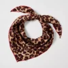 Animal Print Triangle Silk Scarf Brown Multi -Anntaylor Shop 846839 6822