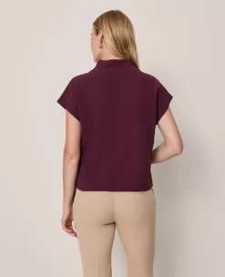 Horsebit Mock Neck Top Poised Plum 5 Horsebit Mock Neck Top Poised Plum -Anntaylor Shop 846854 9536 ALT1