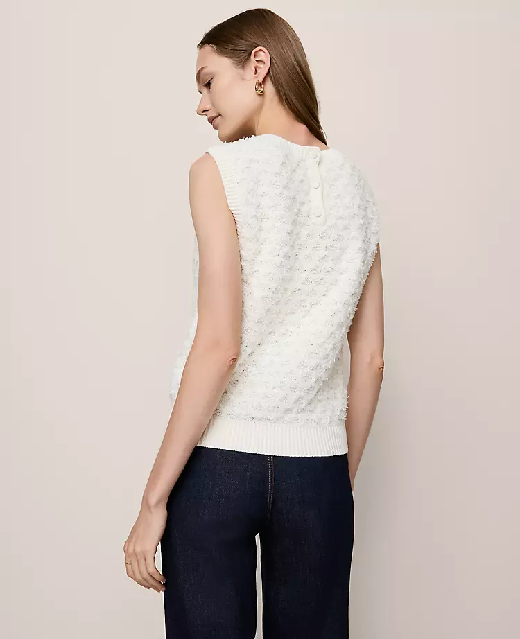 Petite Tweed Sweater Shell Winter White 4 Petite Tweed Sweater Shell Winter White - Image 2
