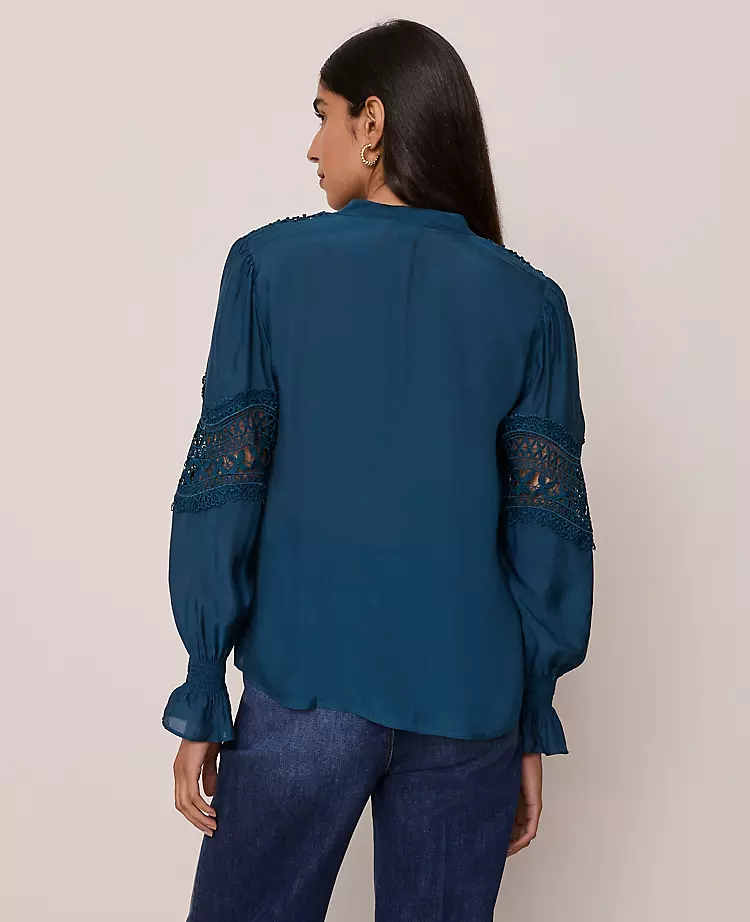 Petite Lace Trim Blouse Moonlit Backdrop 4 Petite Lace Trim Blouse Moonlit Backdrop - Image 2