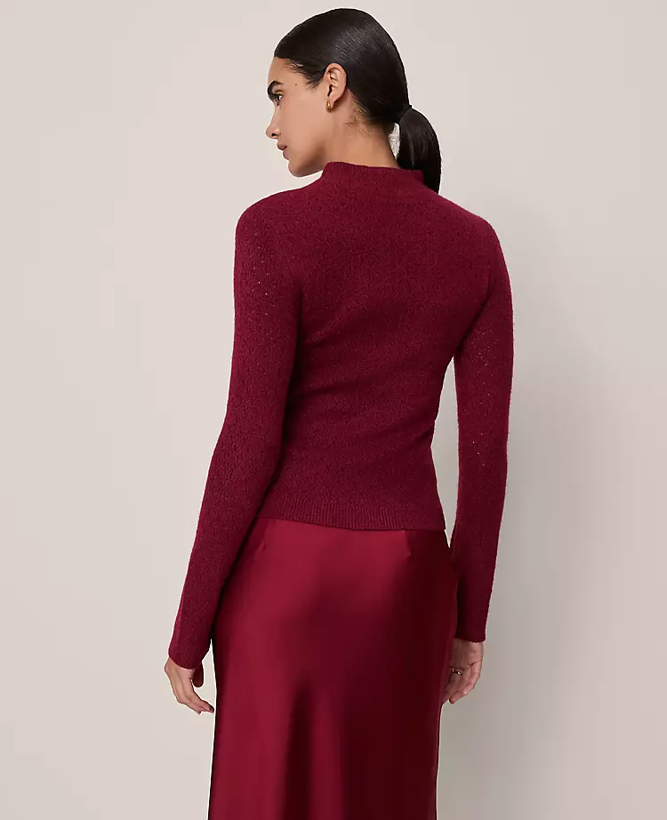Petite Pointelle Mock Neck Sweater Cherry Pie 4 Petite Pointelle Mock Neck Sweater Cherry Pie - Image 2