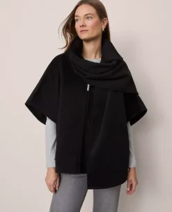 Zip Scarf Poncho Black