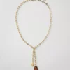 Metal Gem Lariat Necklace Goldtone -Anntaylor Shop 846900 018627