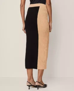 Colorblock Ribbed Sweater Skirt Camel Multi 10 Colorblock Ribbed Sweater Skirt Camel Multi -Anntaylor Shop 846902 018868 ALT2