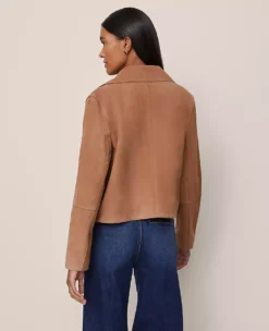Studio Collection Suede Collared Jacket Toasty Camel -Anntaylor Shop 846906 0772 ALT1