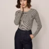 Petite Houndstooth Crew Neck Top Cafe Au Lait -Anntaylor Shop 846909 522581