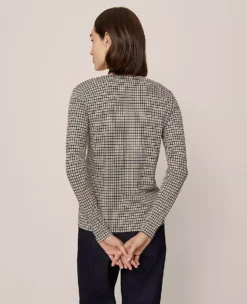 Petite Houndstooth Crew Neck Top Cafe Au Lait 5 Petite Houndstooth Crew Neck Top Cafe Au Lait -Anntaylor Shop 846909 522581 ALT1