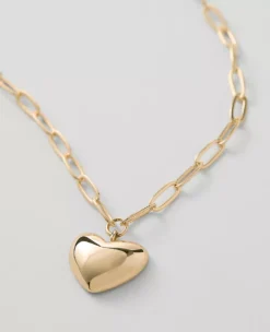 Metal Heart Pendant Necklace Goldtone -Anntaylor Shop 846923 018627 ALT1