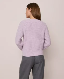 Petite Weekend Collection Popcorn-Stitch Cable Sweater Lavender Frost 7 Petite Weekend Collection Popcorn-Stitch Cable Sweater Lavender Frost -Anntaylor Shop 846924 8409 ALT1