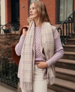 Petite Weekend Collection Popcorn-Stitch Cable Sweater Lavender Frost