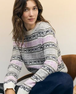Petite Weekend Collection Relaxed Fair Isle Sweater Lavender Frost -Anntaylor Shop 846938 523550 MKTG2