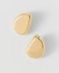 Metal Stud Earrings Goldtone