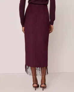 Fringe Midi Wrap Skirt Poised Plum -Anntaylor Shop 846960 9536 ALT2