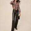 Studio Collection The Straight Pant In Leather Dark Brown -Anntaylor Shop 846961 7371 MKTG1