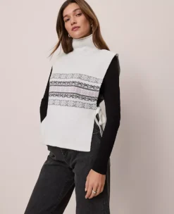 Fair Isle Dickie Sweater Vest Winter White
