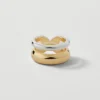 Mixed Metal Double Ring Goldtone