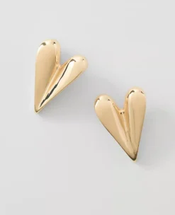 Metal Heart Earrings Goldtone