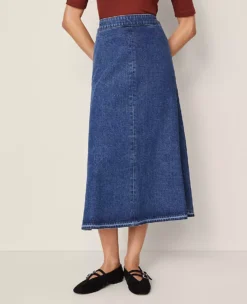 Petite Weekend Collection Pull On Denim Skirt Indigo Wash -Anntaylor Shop 846996 2864 ALT1