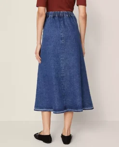 Petite Weekend Collection Pull On Denim Skirt Indigo Wash -Anntaylor Shop 846996 2864 ALT2