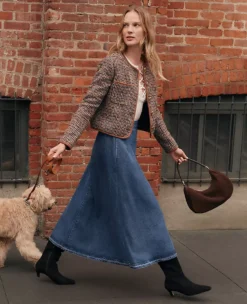 Petite Weekend Collection Pull On Denim Skirt Indigo Wash