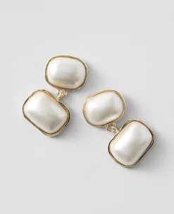 Double Pearlized Drop Earrings Ivory