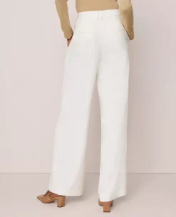 The Petite Side Button Wide-Leg Pant Winter White 9 The Petite Side Button Wide-Leg Pant Winter White -Anntaylor Shop 847009 9192 ALT2