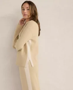 Haven Well Within Tuxedo Stripe Funnel Neck Pullover Frosty Cream Stripe -Anntaylor Shop 847949 0292 ALT3