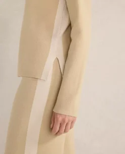 Haven Well Within Tuxedo Stripe Funnel Neck Pullover Frosty Cream Stripe -Anntaylor Shop 847949 0292 ALT4