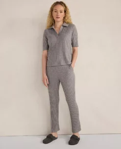 Haven Well Within Wide Rib Knit Tapered Pants Fog Grey Heather -Anntaylor Shop 848151 0792 ALT1