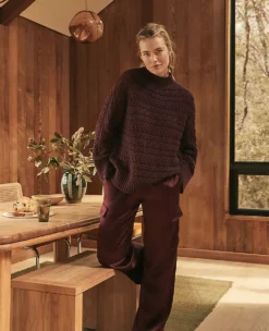 Haven Well Within Organic Cotton Horizontal Cable Funnel Neck Sweater Dark Burgundy 8 Haven Well Within Organic Cotton Horizontal Cable Funnel Neck Sweater Dark Burgundy -Anntaylor Shop 848175 5103 ALT2