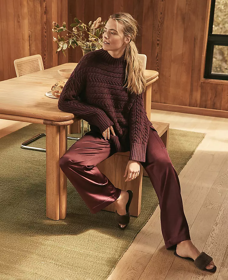 Haven Well Within Organic Cotton Horizontal Cable Funnel Neck Sweater Dark Burgundy 6 Haven Well Within Organic Cotton Horizontal Cable Funnel Neck Sweater Dark Burgundy - Image 4