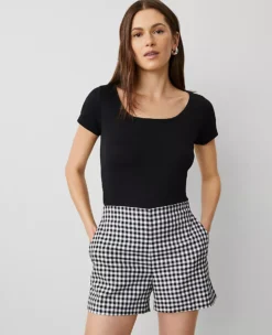 Petite Square Neck Tee Black