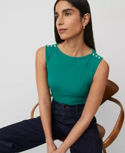 Petite Pearlized Snap Shoulder Shell Shady Glade 7 Petite Pearlized Snap Shoulder Shell Shady Glade -Anntaylor Shop 850287 3988 ALT2