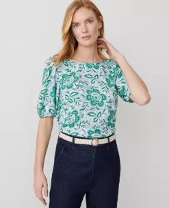 Petite Floral Boatneck Popover Mellow Mint