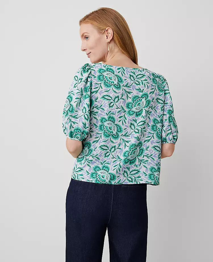 Petite Floral Boatneck Popover Mellow Mint 4 Petite Floral Boatneck Popover Mellow Mint - Image 2