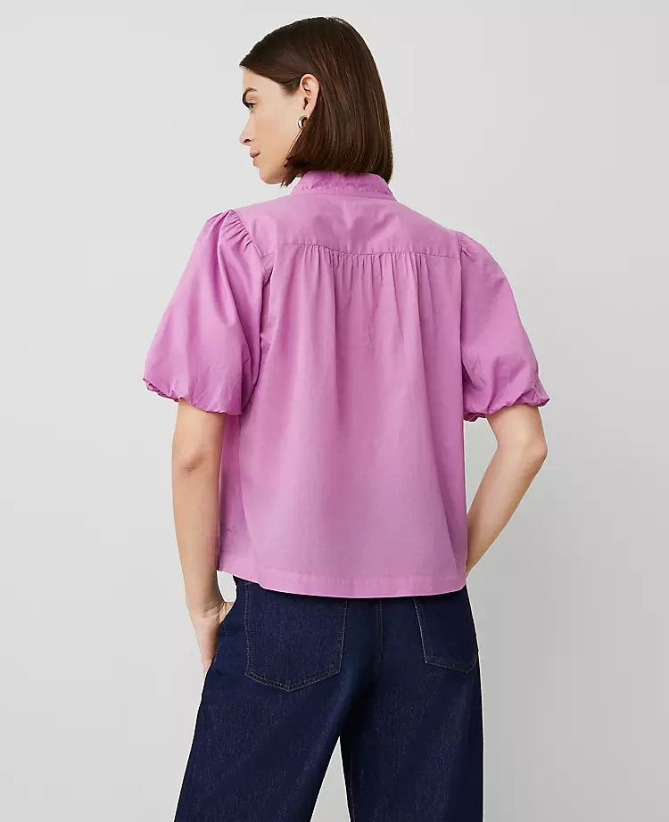 Petite Puff Sleeve Popover Orchid Glow 4 Petite Puff Sleeve Popover Orchid Glow - Image 2