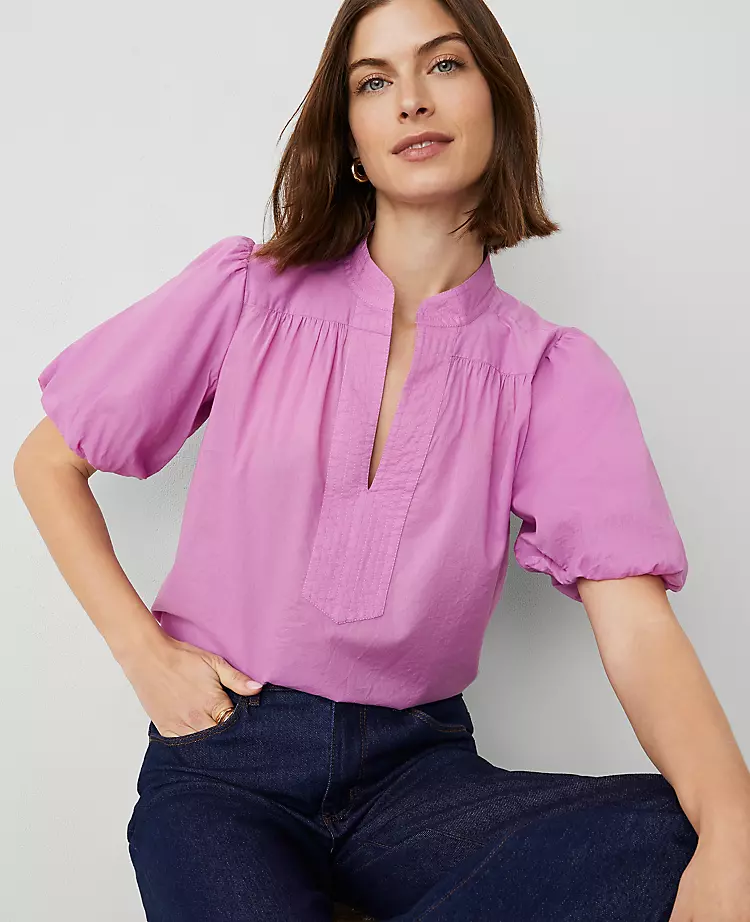 Petite Puff Sleeve Popover Orchid Glow 5 Petite Puff Sleeve Popover Orchid Glow - Image 3