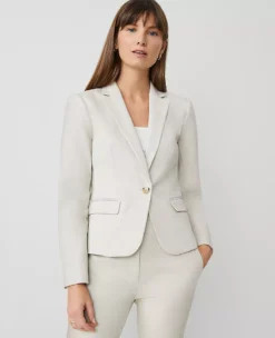 The Petite One-Button Blazer In Stretch Cotton Tahini