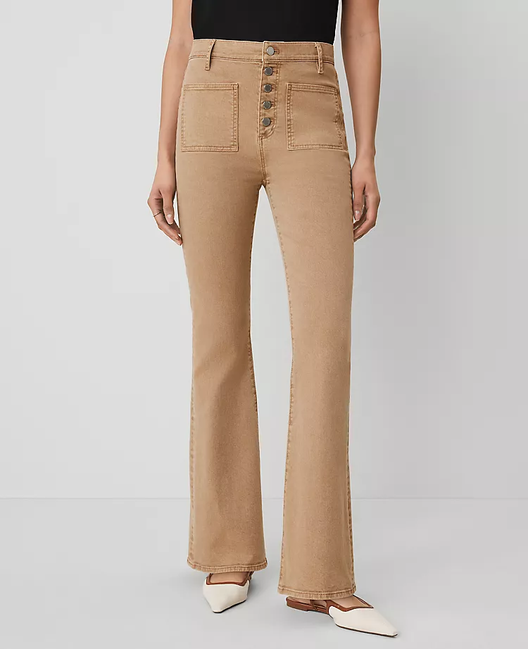 The Petite Patch Pocket Flare Jean Cappuccino Tan 4 The Petite Patch Pocket Flare Jean Cappuccino Tan - Image 2