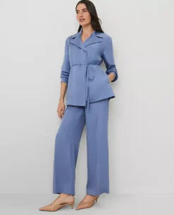Petite Sateen Wrap Blazer Colony Blue 9 Petite Sateen Wrap Blazer Colony Blue -Anntaylor Shop 850389 0851 ALT2