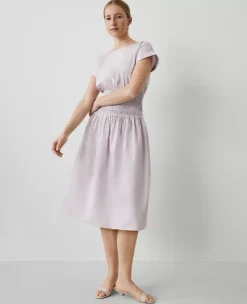 Smocked-Waist Midi Flare Dress Orchid Hush