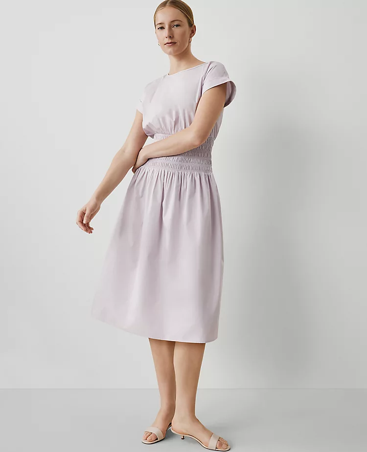 Smocked-Waist Midi Flare Dress Orchid Hush 3 Smocked-Waist Midi Flare Dress Orchid Hush