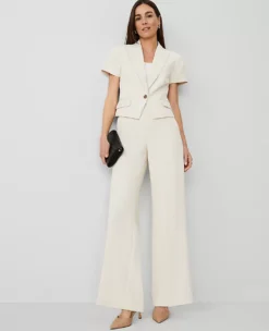 The Side-Zip Wide-Leg Pant In Fluid Crepe Ivory Whisper