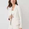 The Shorter One Button Blazer In Fluid Crepe Ivory Whisper -Anntaylor Shop 850454 9007