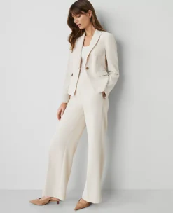 The Shorter One Button Blazer In Fluid Crepe Ivory Whisper 8 The Shorter One Button Blazer In Fluid Crepe Ivory Whisper -Anntaylor Shop 850454 9007 ALT2