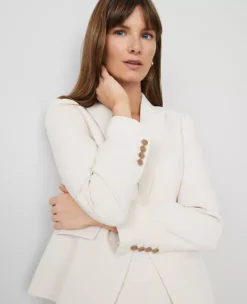The Shorter One Button Blazer In Fluid Crepe Ivory Whisper 9 The Shorter One Button Blazer In Fluid Crepe Ivory Whisper -Anntaylor Shop 850454 9007 ALT3