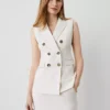The Petite Long Double Breasted Vest Tan Texture -Anntaylor Shop 850457 0144