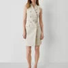 The Petite Blazer Halter Dress In Stretch Cotton Tahini -Anntaylor Shop 850496 6685