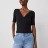 Petite Crossover Neck Top Black 2 Petite Crossover Neck Top Black -Anntaylor Shop 850517 2222